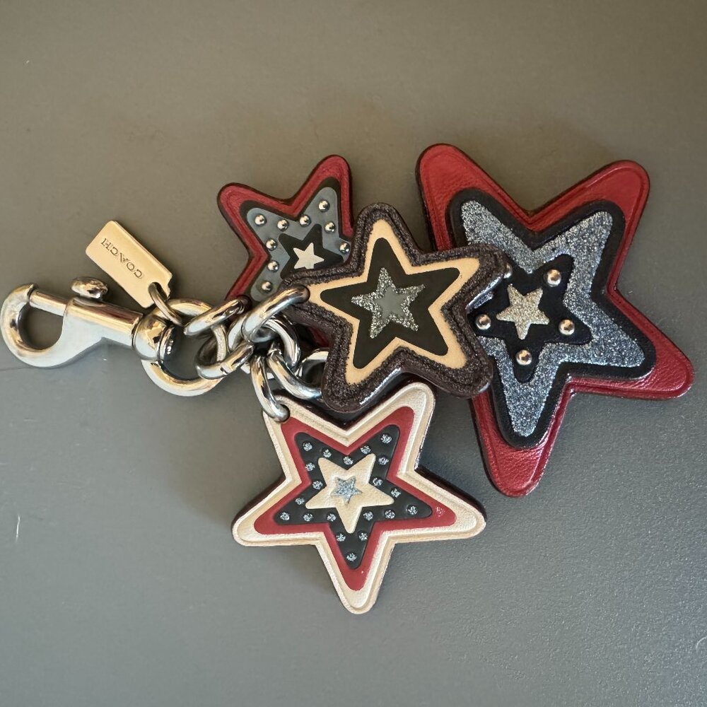 COACH PURSE CHARM RED, WHITE AND BLUE STARS EUC